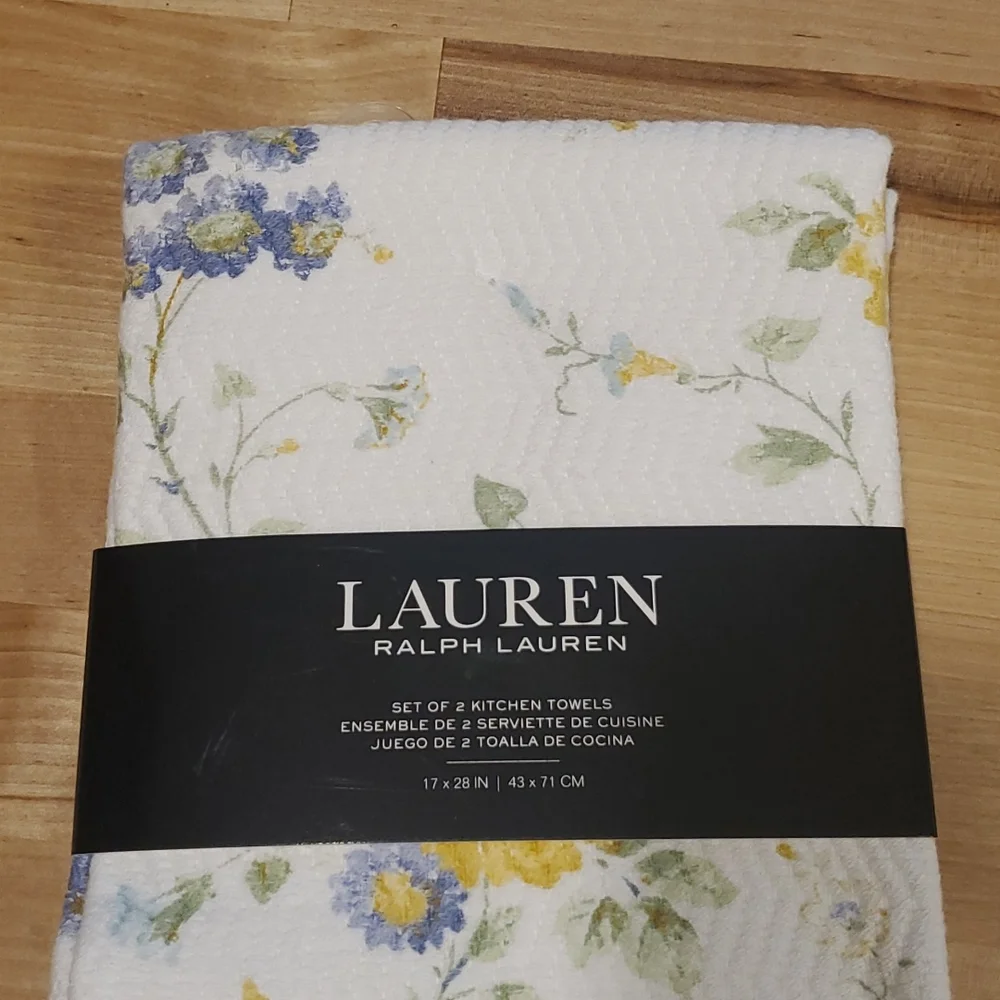 Lauren Ralph Lauren Bundle Set 2 Kitchen Towels Flowers Cotton New